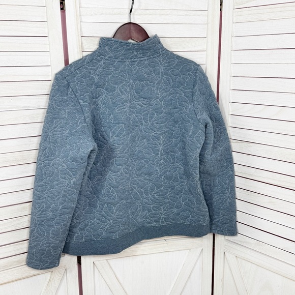 Orvis Floral Embroidery Quilted Quarter Zip Pullover Sweatshirt Blue Medium - Picture 8 of 12